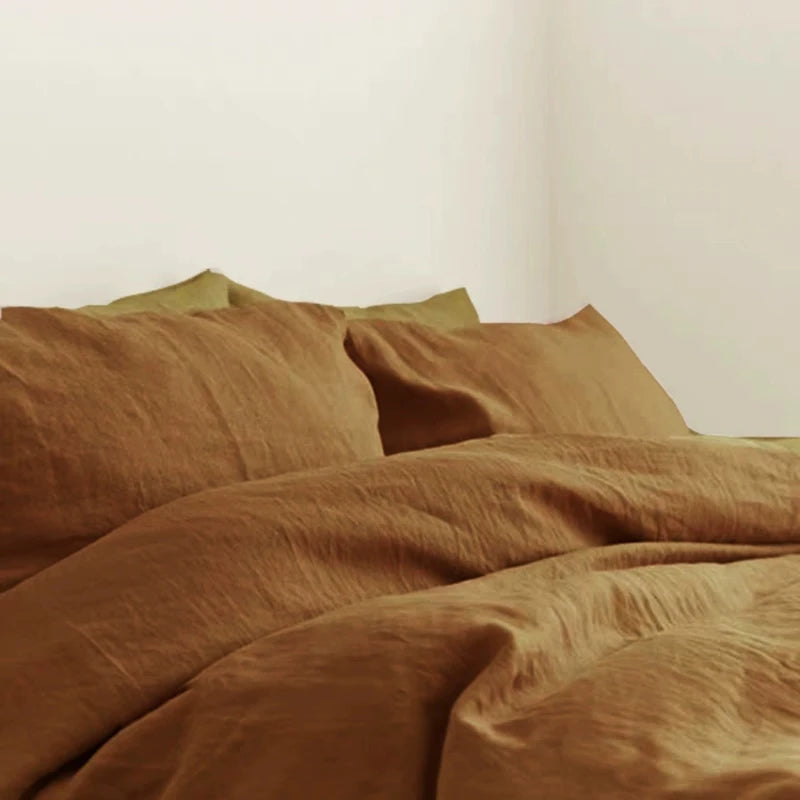 4pc Linen Bed Set (1 piece flat sheet,1 piece fitted sheet and 2 pieces pillowcase)
